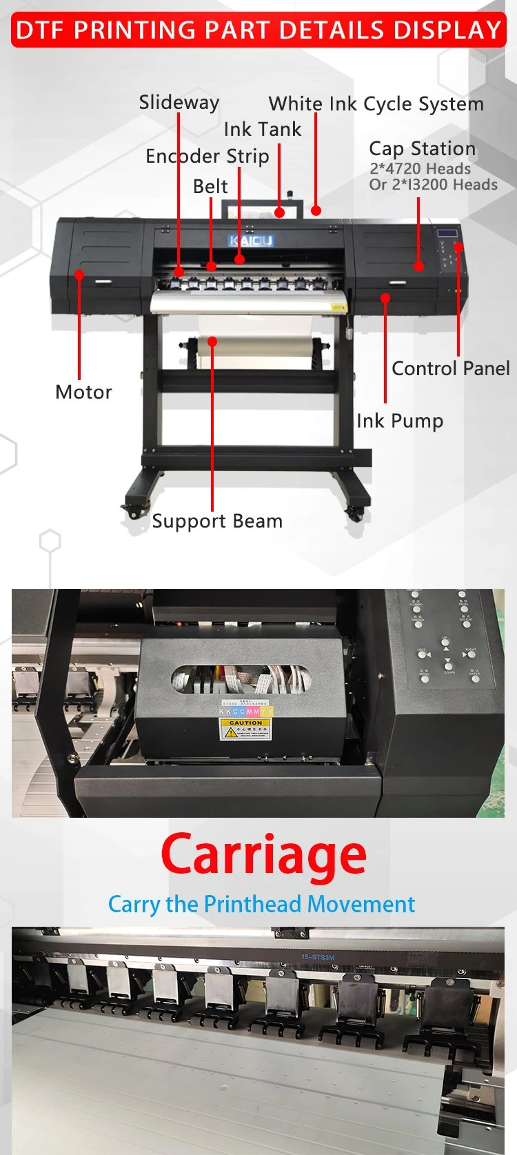 60cm Dual I3200 High Speed High Quality Digital Tshirt Printing with Powder Shaking Curing Machine