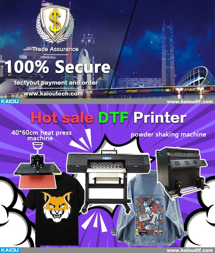 60cm Dual I3200 High Speed High Quality Digital Tshirt Printing with Powder Shaking Curing Machine